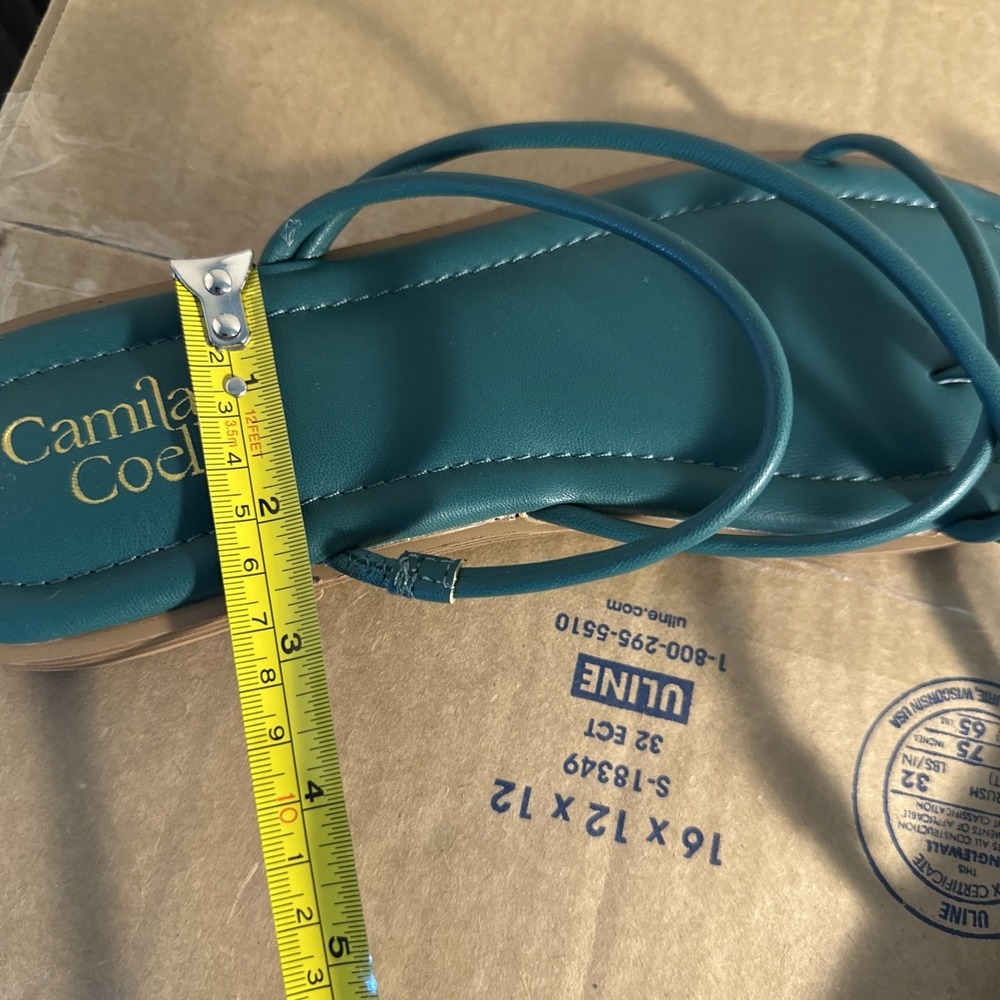 Camila Coelho Women Size 9.5 Venue Strappy Toe Ring Flat Sandals Green - Picture 14 of 14
